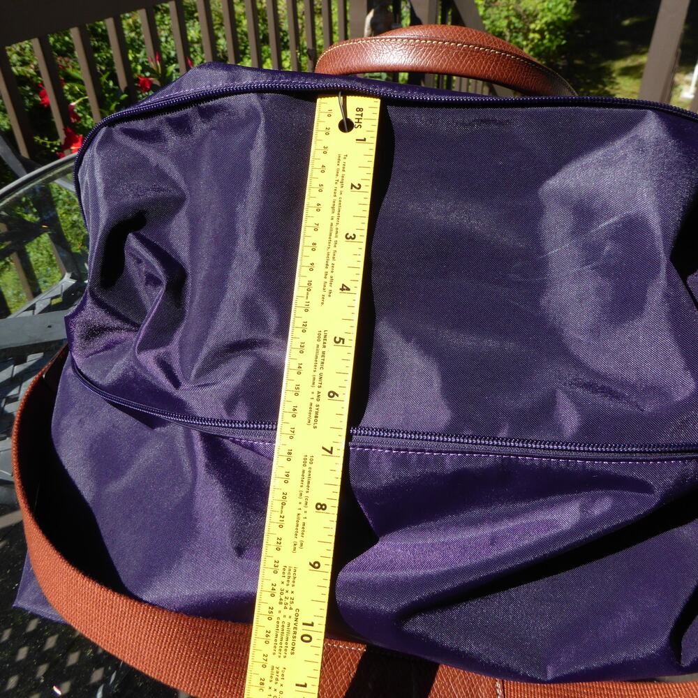 Longchamp Le Pliage Expandable Travel Duffle Bag Nylon Purple Weekender Carry-On - Picture 11 of 16